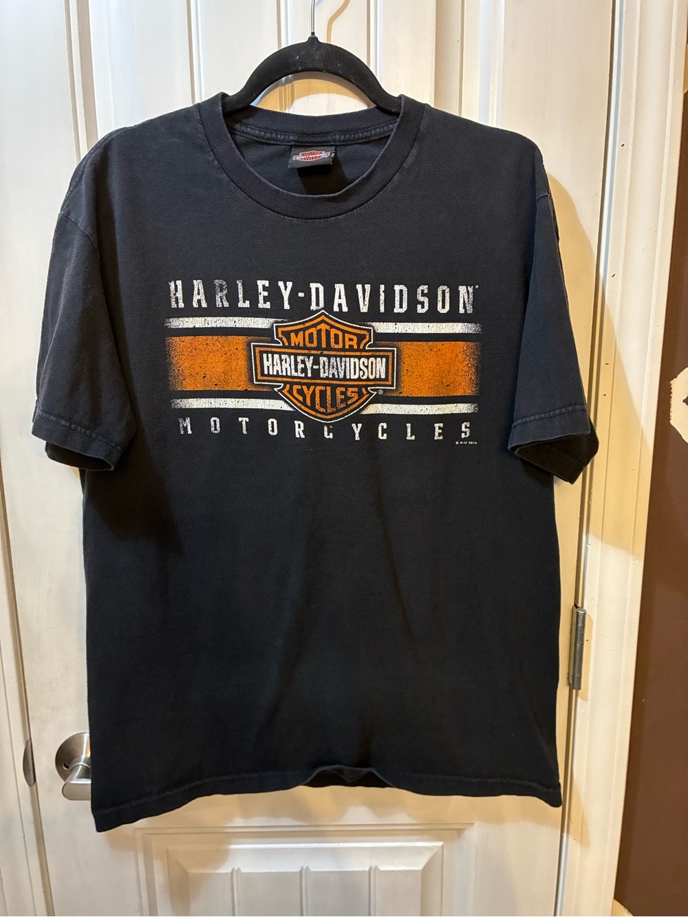 Harley-Davidson Black T-Shirt with Orange Logo Stripe